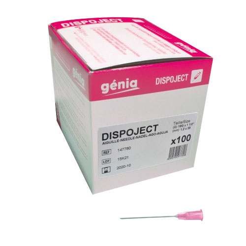 100 x DISPOJECT Nadeln rosa 38mm x 1.2 18Gx1 1/2"
