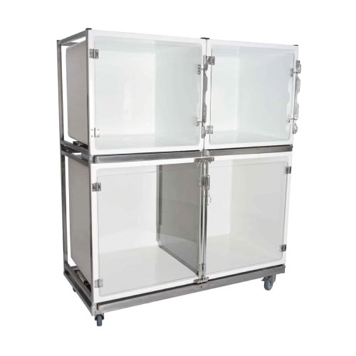 Ensemble 3 cages polyester 1C + 2B portes en verre + séparation