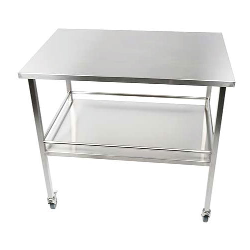 Guéridon Inox auf 4 Rädern + 2 Tabletts