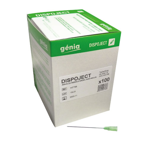 [147768] 100 x DISPOJECT Aiguilles vert 50mm x 0.8 21Gx2"