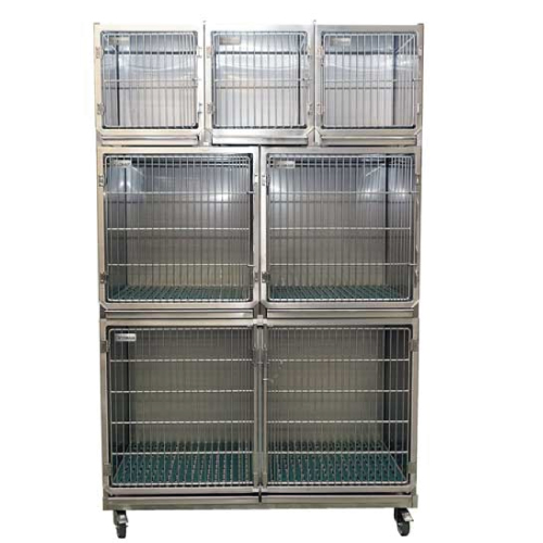 [CI006000] Ensemble de 6 cages en acier inoxydable sur châssis à roulettes