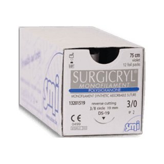 [13200126] 12 x SURGICRYL MONOFIL HR26 - EP2 - USP 3/0 - Violet - 75 cm