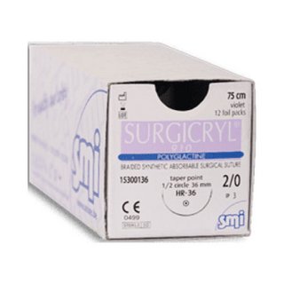[15350126] 12 x SURGICRYL 910 HR26 - EP3.5 - USP 0 - Violet - 75 cm