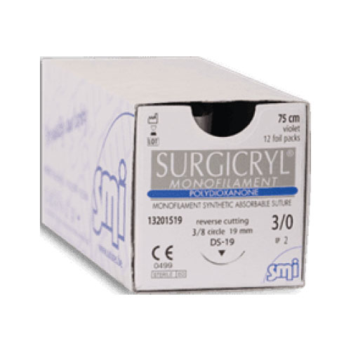 [13301524] 12 x SURGICRYL MONOFIL DS24 - EP3 - USP 2/0 - Violet - 75 cm