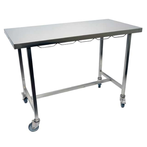 [TA300001] Table de consultation plateau plat inox avec roues